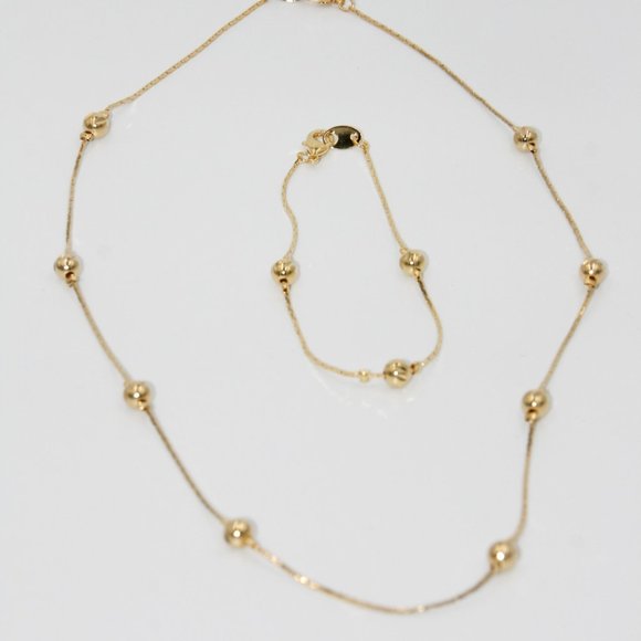 Gold- colored Bead Necklace & Bracelet set - Picture 1 of 4